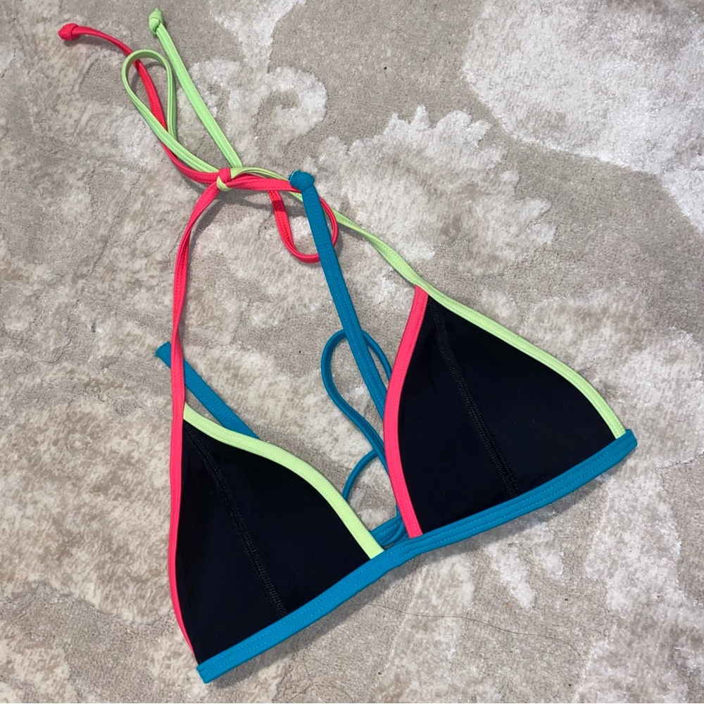 PINK Victoria's Secret black & neon triangle bikini top